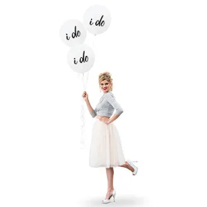 17" Large White Round Wedding Balloons - "I do"