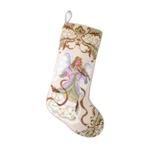 Angel w/ Violin Christmas Needlepoint Stocking