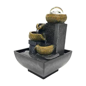 BNF Desktop Water Fountain Waterfall Resin Crafts Flowing Water for Garden Decor Style C