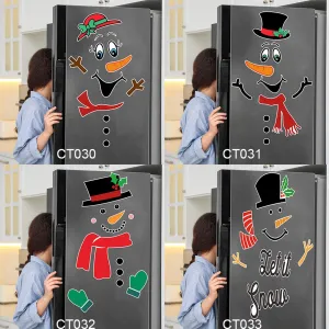 CALANDIS® Snowman Refrigerator Sticker Expression Waterproof Christmas Decor Ct033