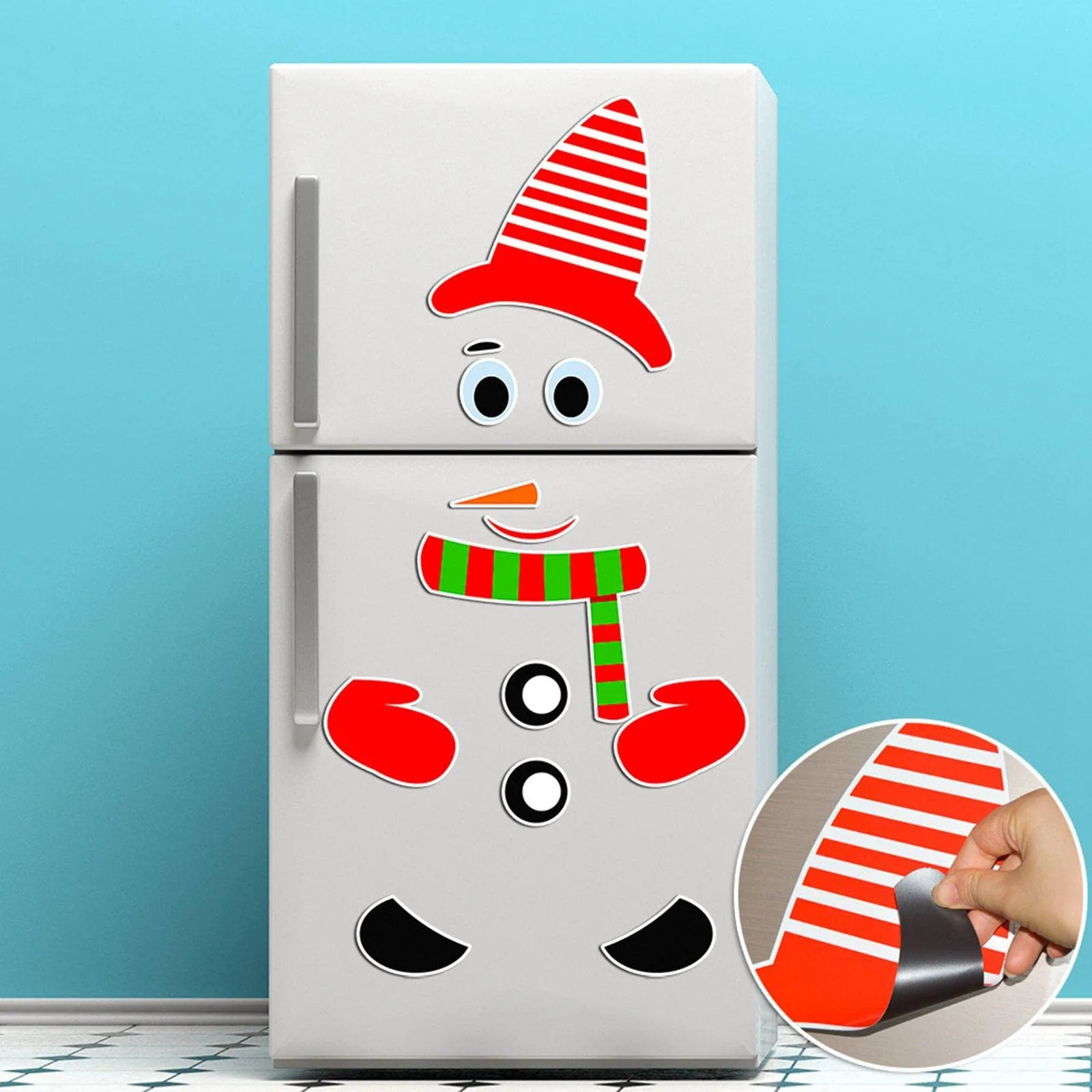 CALANDIS® Snowman Refrigerator Sticker Expression Waterproof Christmas Decor Ct033