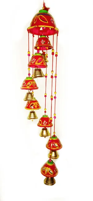 Comelyns Rajasthani Painting Design 7 Bells Decorative Hanging Wind Chimes for Indoor and Outdoor and Balcony