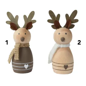 Decoris 15cm Wooden Deer Ornament (Choice of 2)