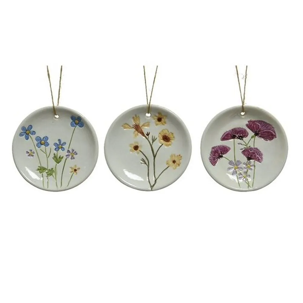 Decoris Flower Terracotta Disc Hanger (Choice of 3)