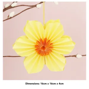 Gisela Graham 16cm Yellow 6 Petal Medium Flower Hanging Decoration