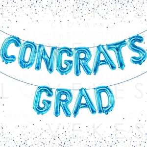 KatchOn, Congrats Grad Balloons Blue - 16 Inch | Congrats Balloons for Graduation Party Decorations 2023 | Congratulations Balloons for Blue Graduation Decorations Class of 2023 | Graduation Balloons