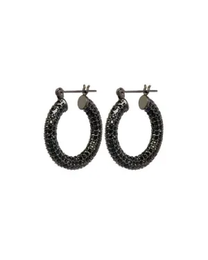 LUV AJ - Pave Baby Amalfi Hoops in Gunmetal Jet