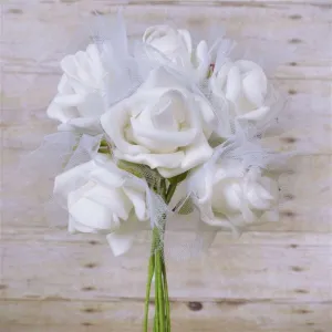 Premium Rose Bouquet Artificial Foam Flowers - White