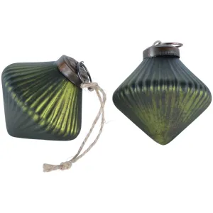 Ribbed Glass Lantern Decoration - Matt Green or Matt Gold