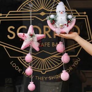 SD0188 SD0193 Pink Crescent Moon Stars Santa Claus Hanging Christmas Ball