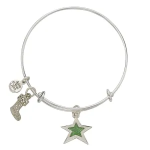 Stocking Star Charm Bangle Bracelet